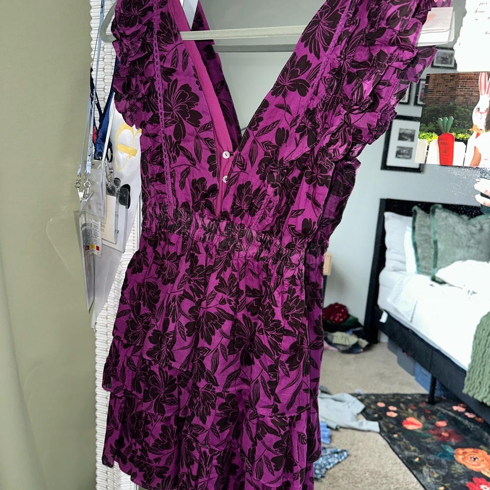 Purple Floral Ruffle Dress - Picture 2 of 3